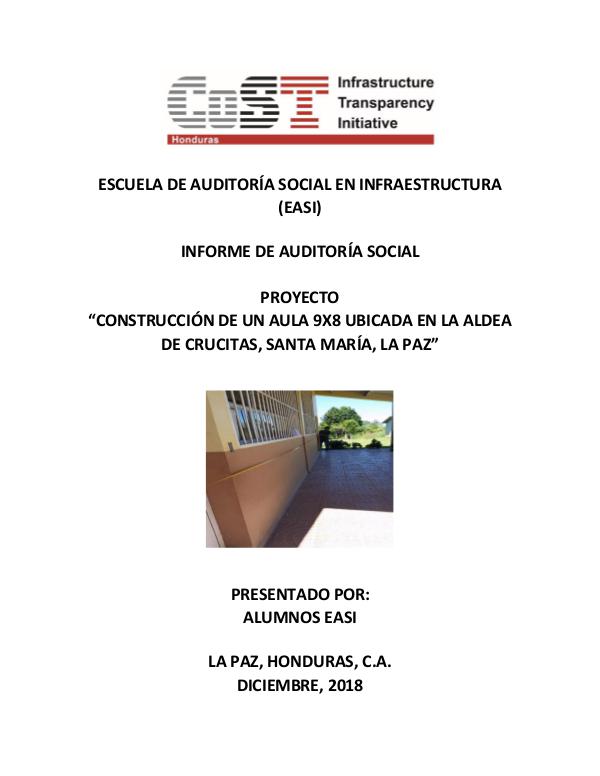 Informes de Auditoría | Tercera Promoción EASI Construcción de un Aula 9x8 Ubicada en la Aldea de