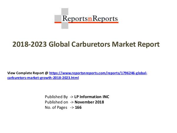 My first Magazine Global Carburetors Market Growth 2018-2023