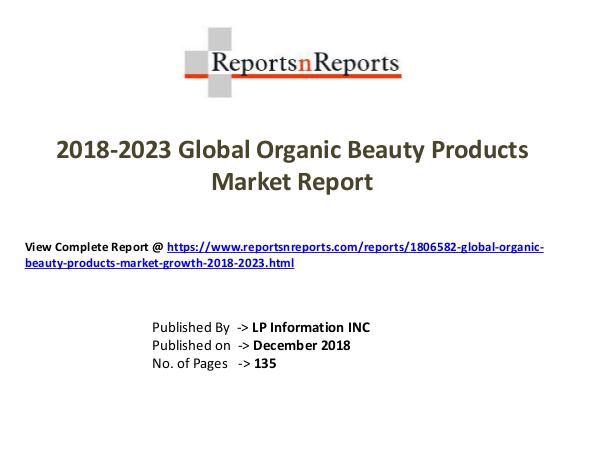 Global Organic Beauty Products Market Growth 2018-