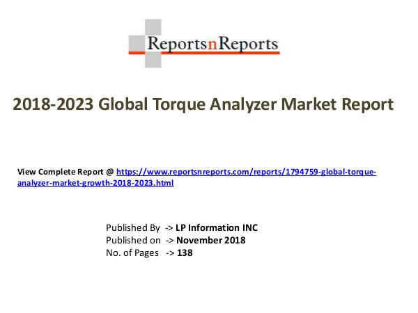 My first Magazine Global Torque Analyzer Market Growth 2018-2023