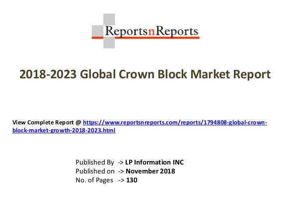 Global Crown Block Market Growth 2018-2023