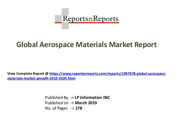 Global Aerospace Materials Market Growth 2019-2024