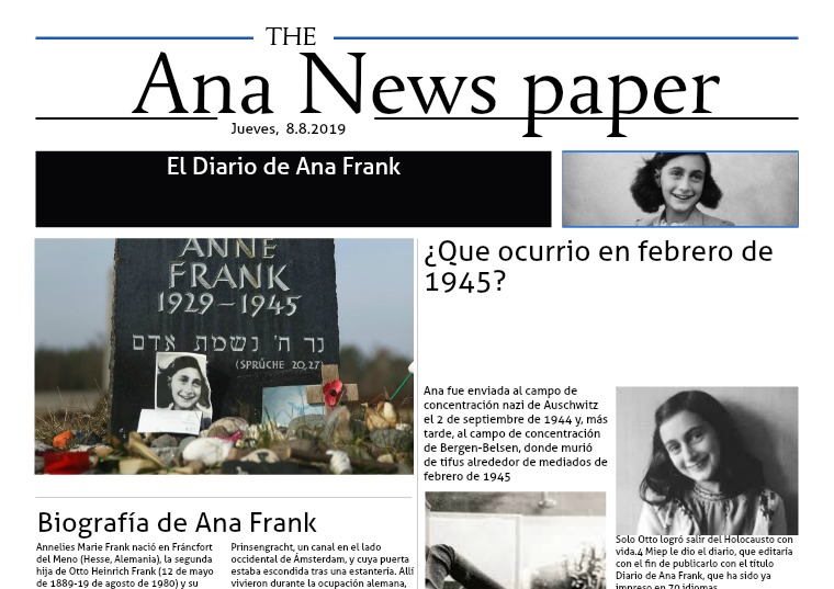 The Ana Newspaper Noticias del Diario de Ana Frank