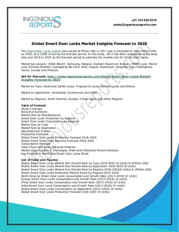 Global Smart Door Lock Market Demand & Opportunity Outlook 2025 Global Smart Door Locks Market