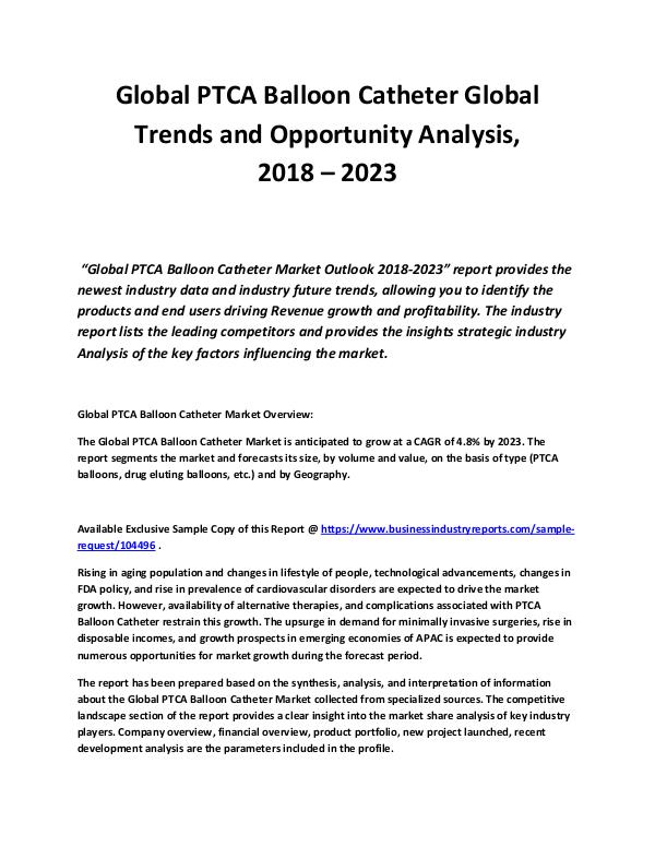 Global PTCA Balloon Catheter Global Trends and Opp