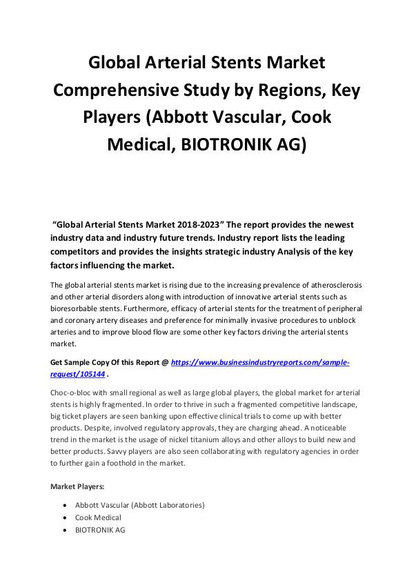 Global Arterial Stents Market Comprehensive Study