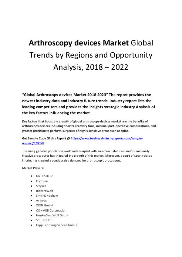 Business Industry Reports Arthroscopy devices Market Global Trends by Region