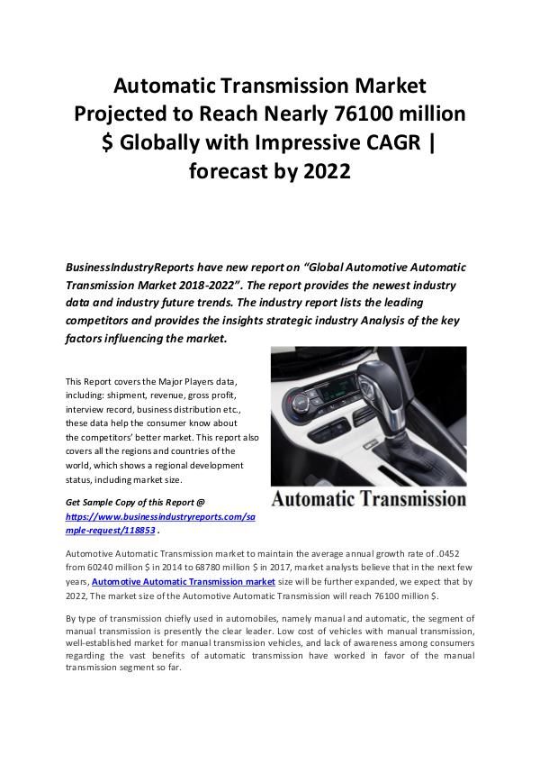 Automatic Transmission Market Projected to Reach N