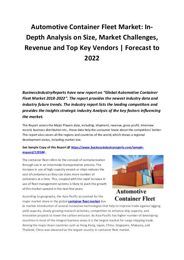 Business Industry Reports Automotive Container Fleet Market