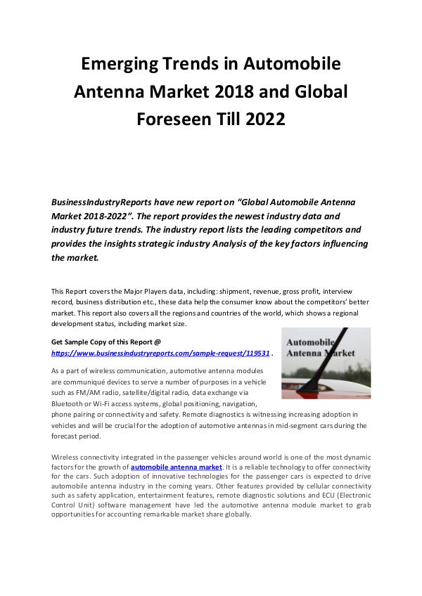 Emerging Trends in Automobile Antenna Market 2018