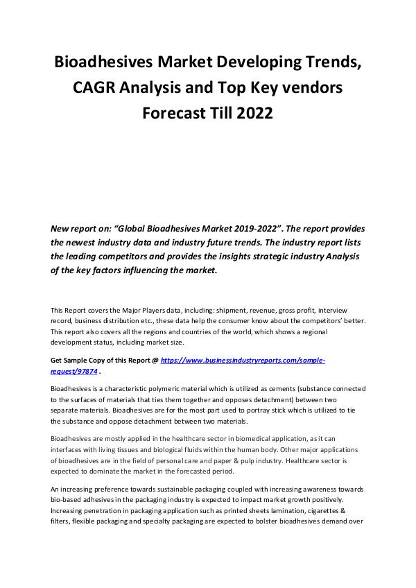 Bioadhesives Market 2019