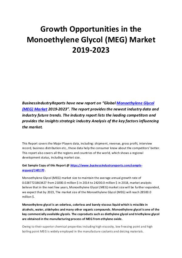 Business Industry Reports Growth Opportunities in the Monoethylene Glycol
