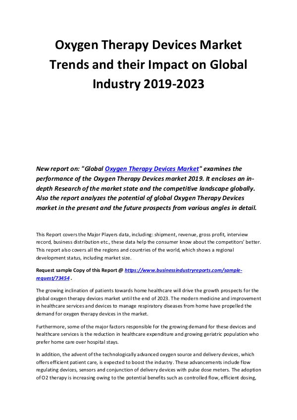Business Industry Reports Oxygen Therapy Devices Market Trends