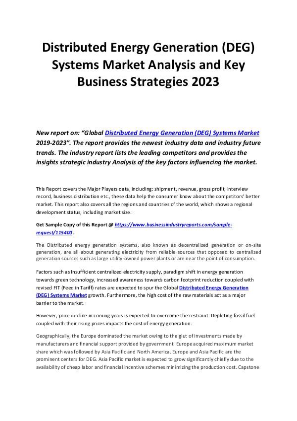 Business Industry Reports Distributed Energy Generation market