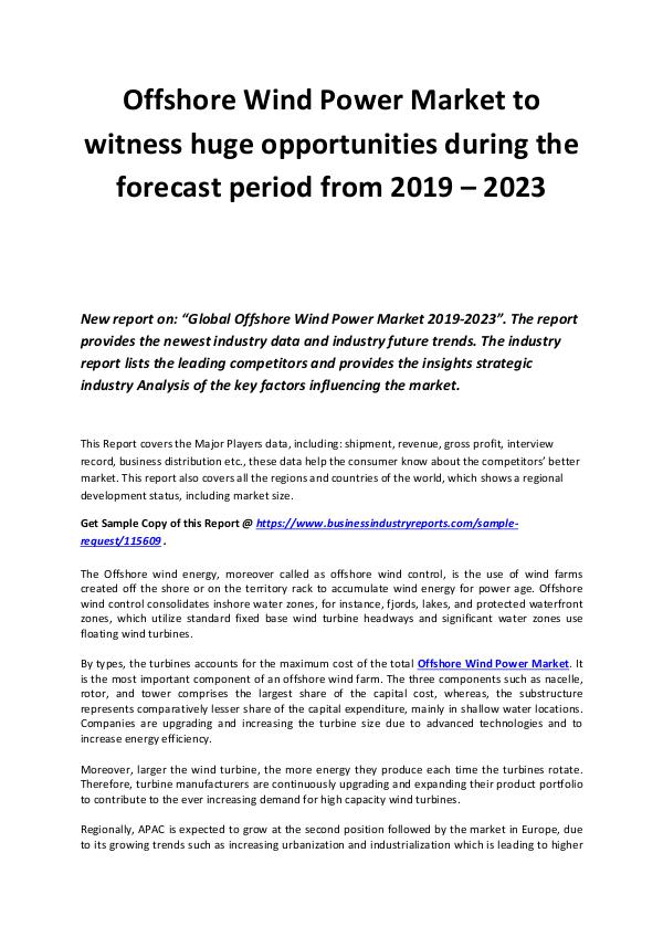 Offshore Wind Power Market analysi 2019-2023