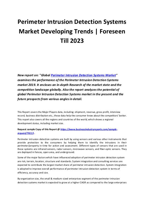 Business Industry Reports Perimeter Intrusion Detection Systems Market