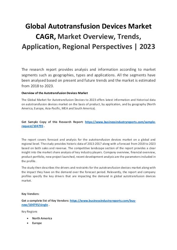 Global Autotransfusion Devices Market CAGR 2023