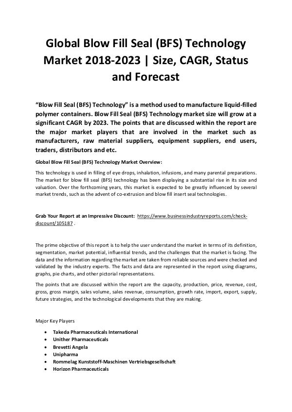 Global Blow Fill Seal Technology Market 2018-2023