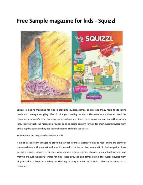 Squizzle World Free Sample magazine for kids