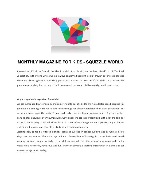 Squizzle World MONTHLY MAGAZINE FOR KIDS