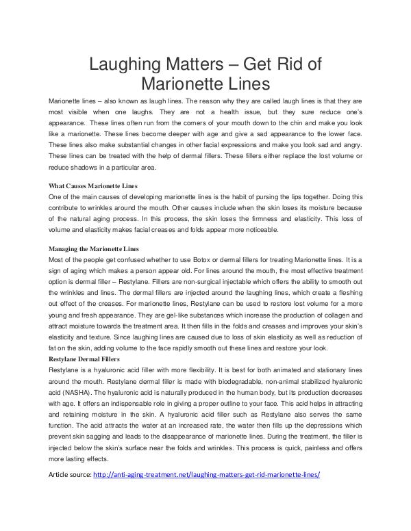 All interesting article to read Laughing Matters  Get Rid of Marionette Lines
