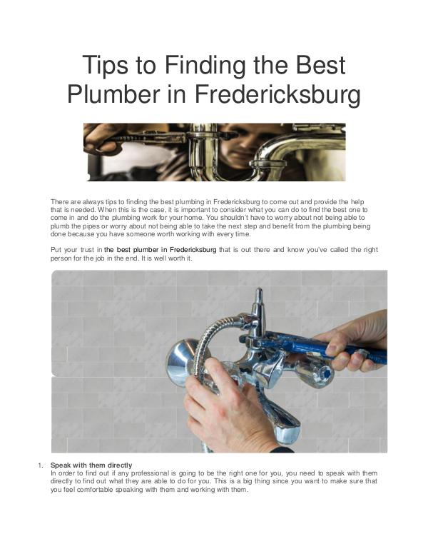All interesting article to read Tips to Finding the Best Plumber in Fredericksburg
