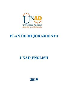 Plan de mejoramiento 2019 - UNAD ENGLISH