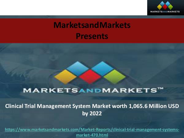 Clinical Trial Management System Market worth 1,065.6 Million USD by Clinical Trial Management System Market worth 1,06