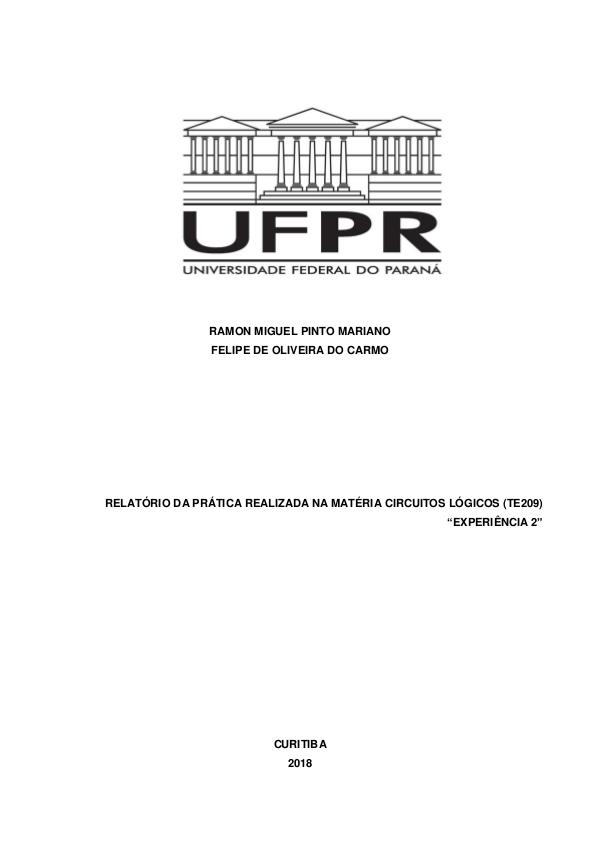 Circuitos lógicos (TE209), Curso de Engenharia Elétrica UFPR. Relatório 2.