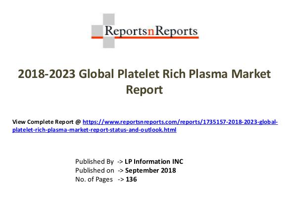 2018-2023 Global Platelet Rich Plasma Market Repor
