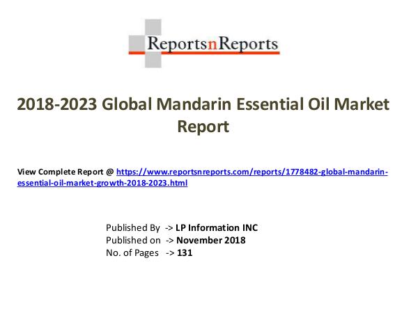 Global Mandarin Essential Oil Market Growth 2018-2