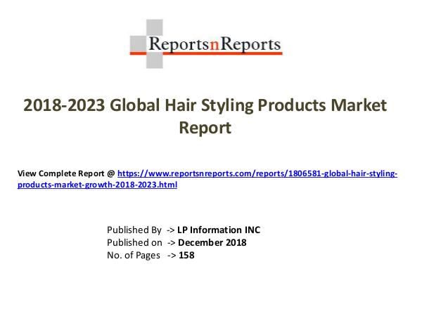 Global Hair Styling Products Market Growth 2018-20