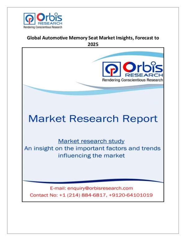 Research Report On: Global Automotive Memory Seat Market Insights, For