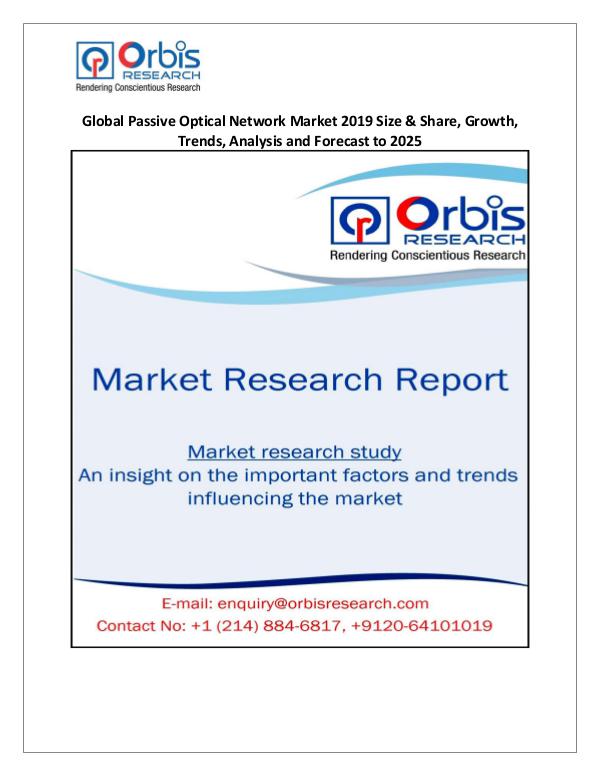 Research Report On: Global Passive Optical Network Market 2019 Size &