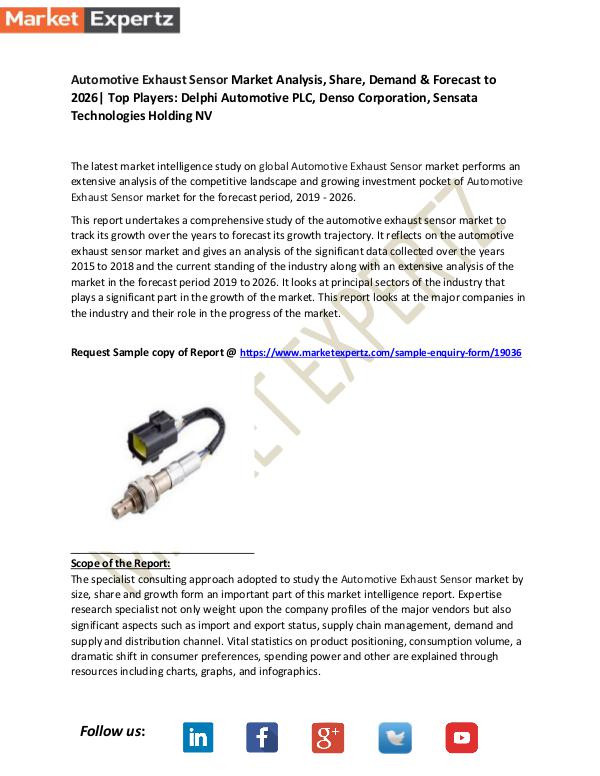 Global Industry Analysis Automotive Exhaust Sensor Market