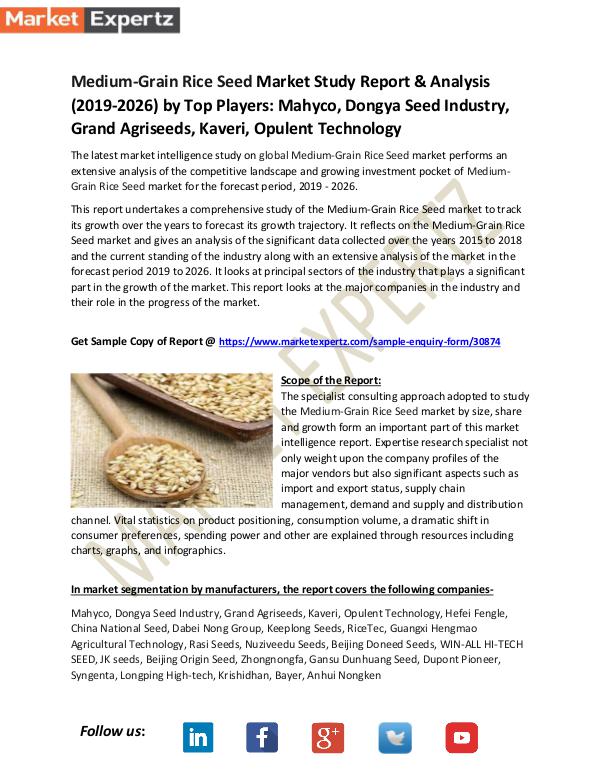 Global Industry Analysis Medium-Grain Rice Seed Market