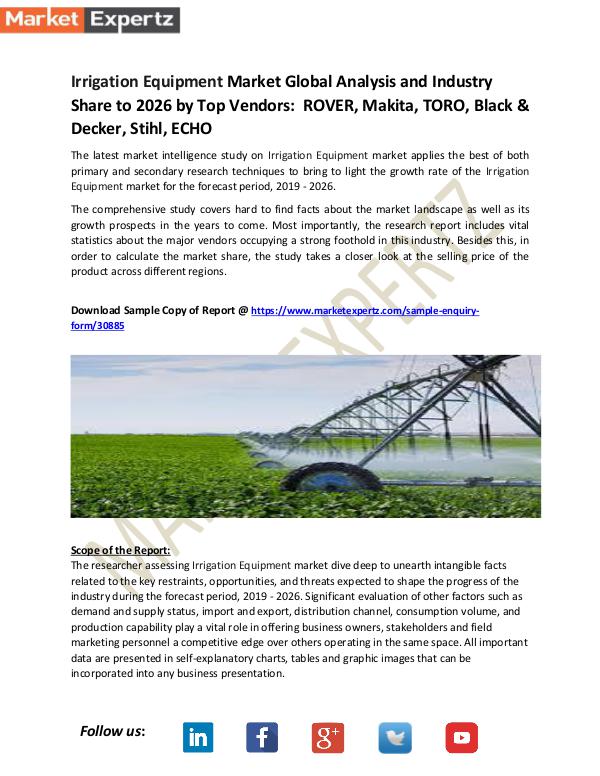 Global Industry Analysis Irrigation Equipment Market