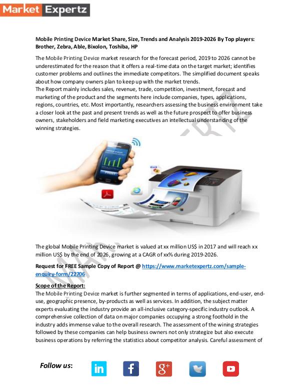 Global Industry Analysis Mobile Printing Device Market