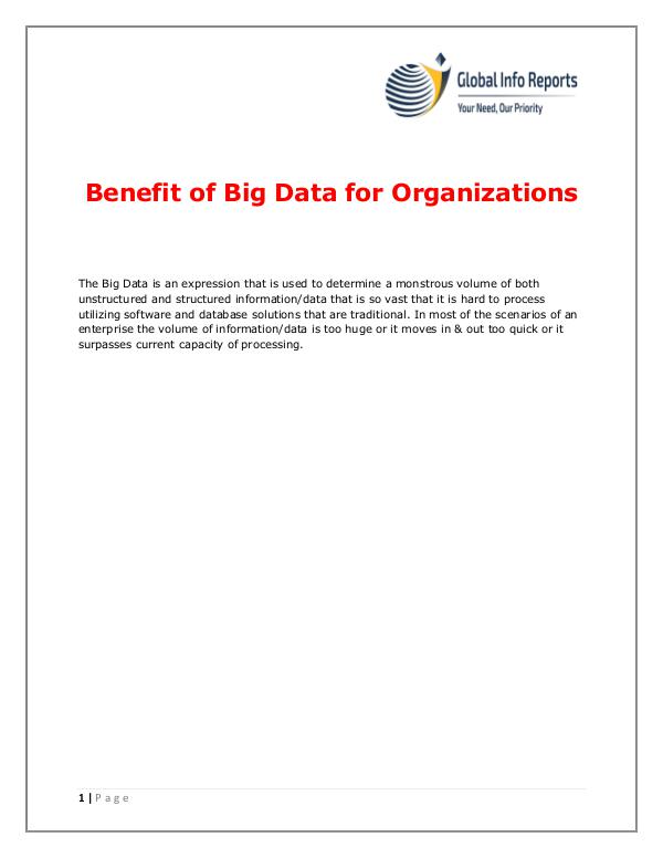 Global Info Reports Benefit of Big Data for Organizations