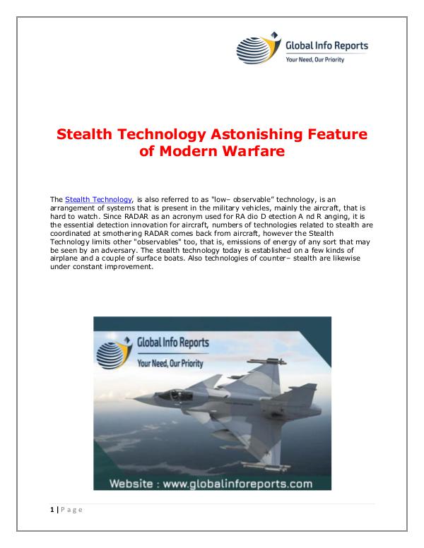 Global Info Reports Stealth Technology
