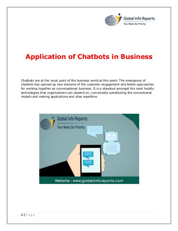 Application of Chatbots in Business