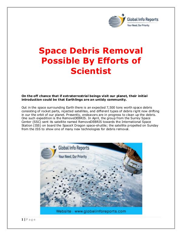 Space Debris Removal Possible By Efforts of Scient