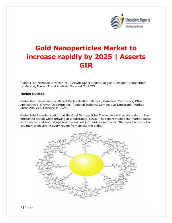 Global Info Reports Gold Nanoparticles Market 2018