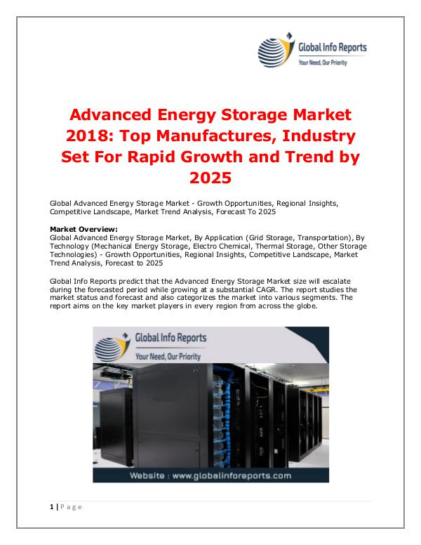 Global Info Reports Advanced Energy Storage Market 2018