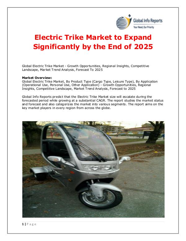 Global Info Reports Electric Trike Market 2018