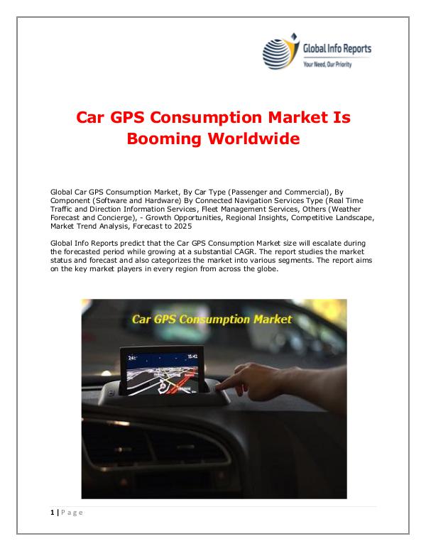 Global Info Reports Car GPS Consumption Market Is Booming Worldwide