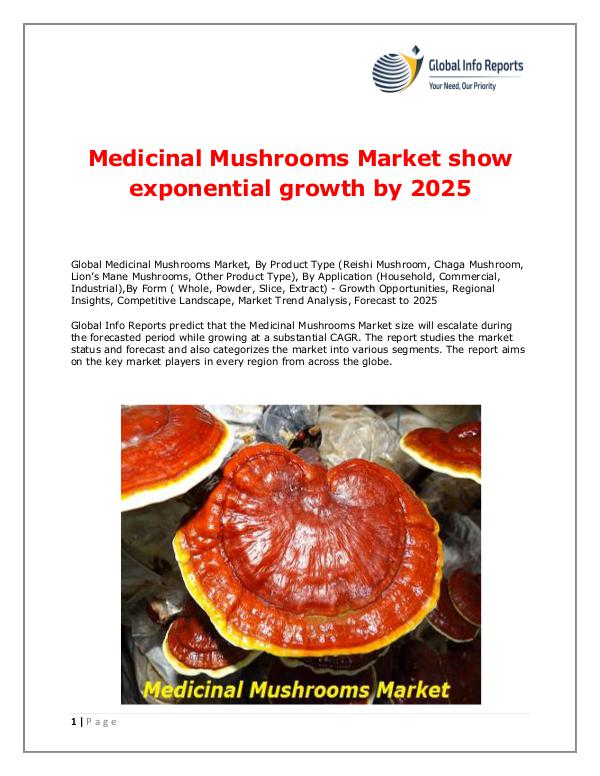 Global Info Reports Medicinal Mushrooms Market 2018