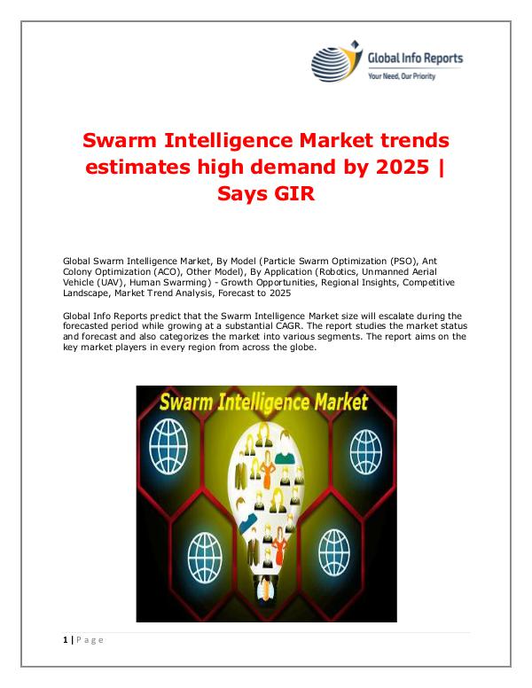 Global Info Reports Swarm Intelligence Market 2018