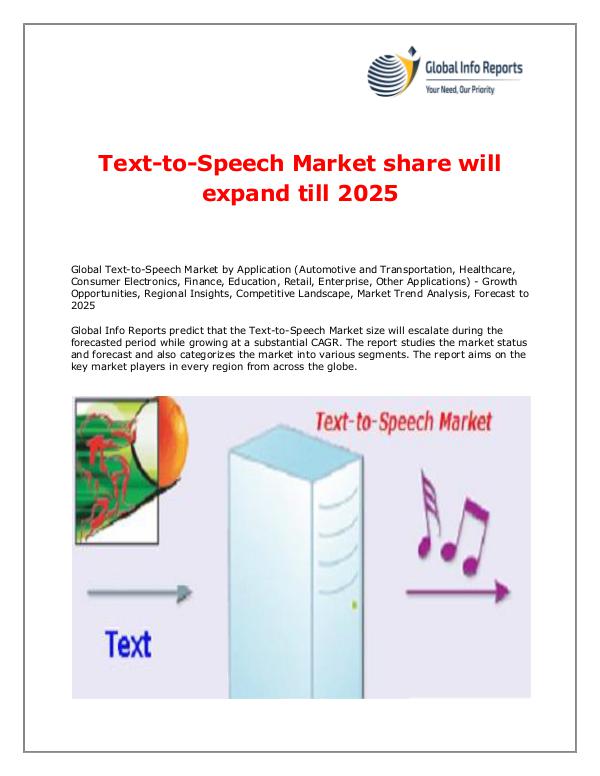 Global Info Reports Text-to-Speech Market share will expand till 2025