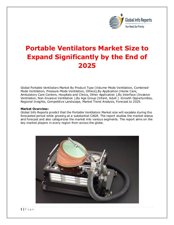 Global Info Reports Portable Ventilators Market 2018